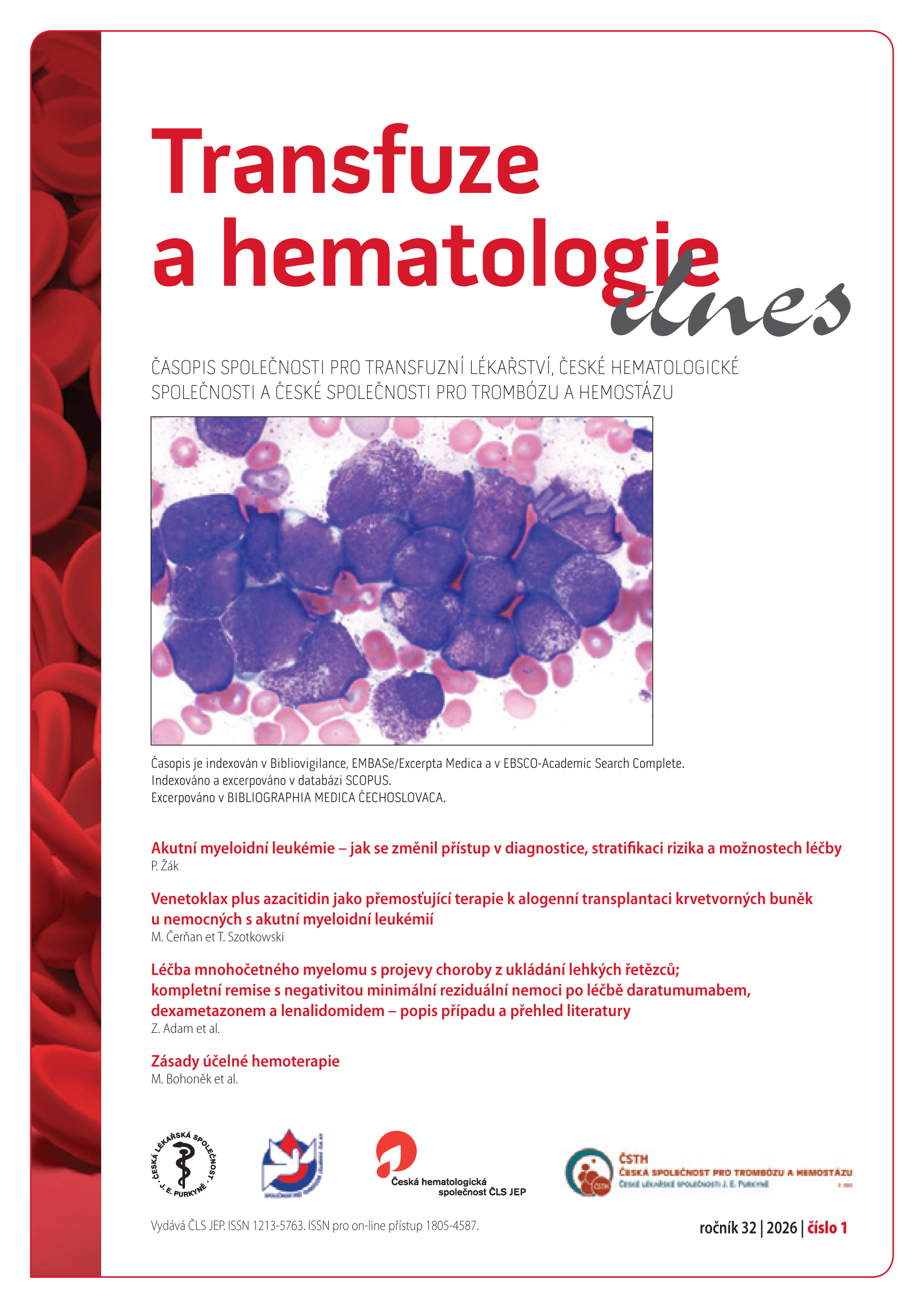 					Náhled Vol 32 No 1 (2026): Transfuze a hematologie dnes
				