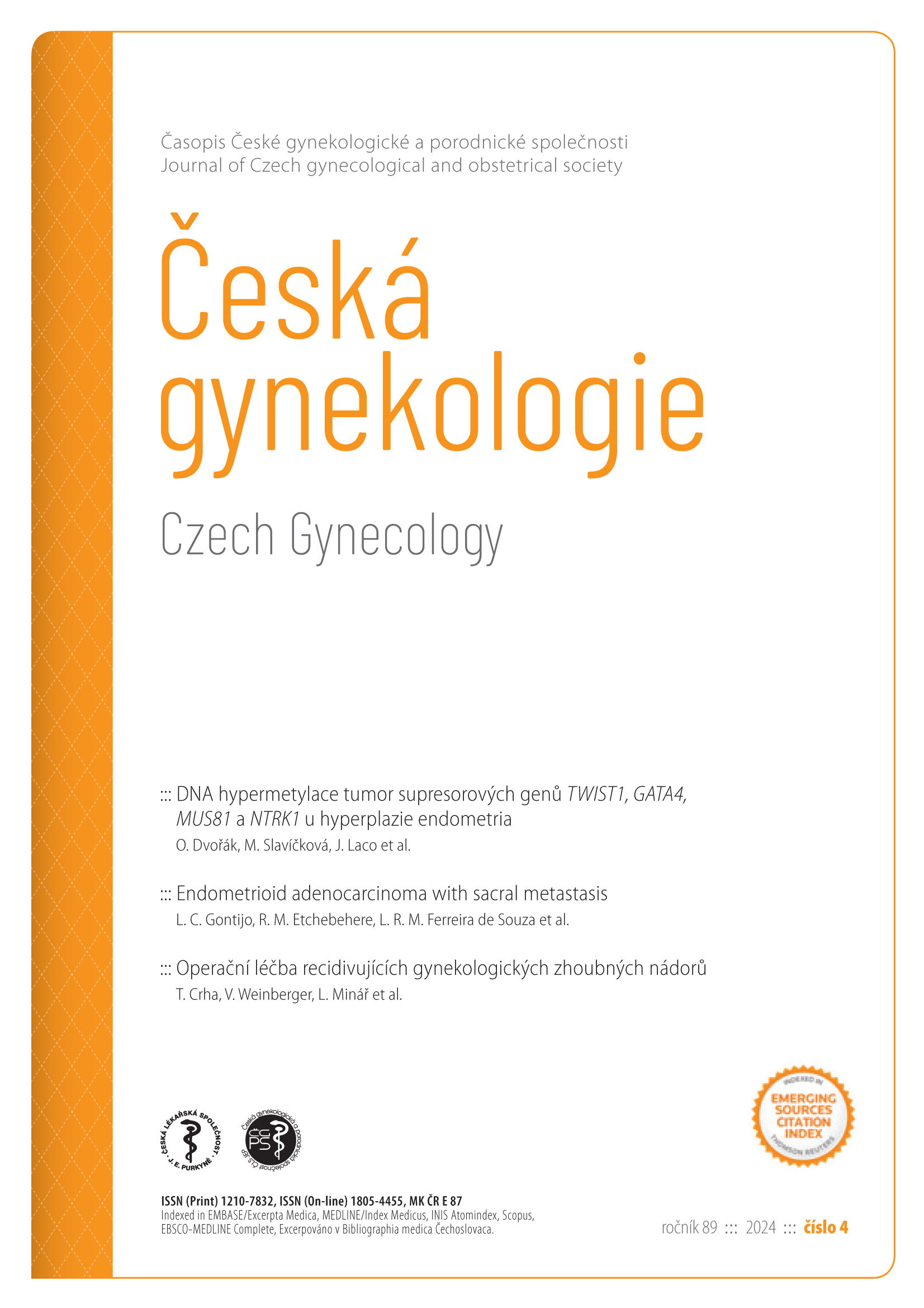 					View Vol. 89 No. 4 (2024): Česká gynekologie
				