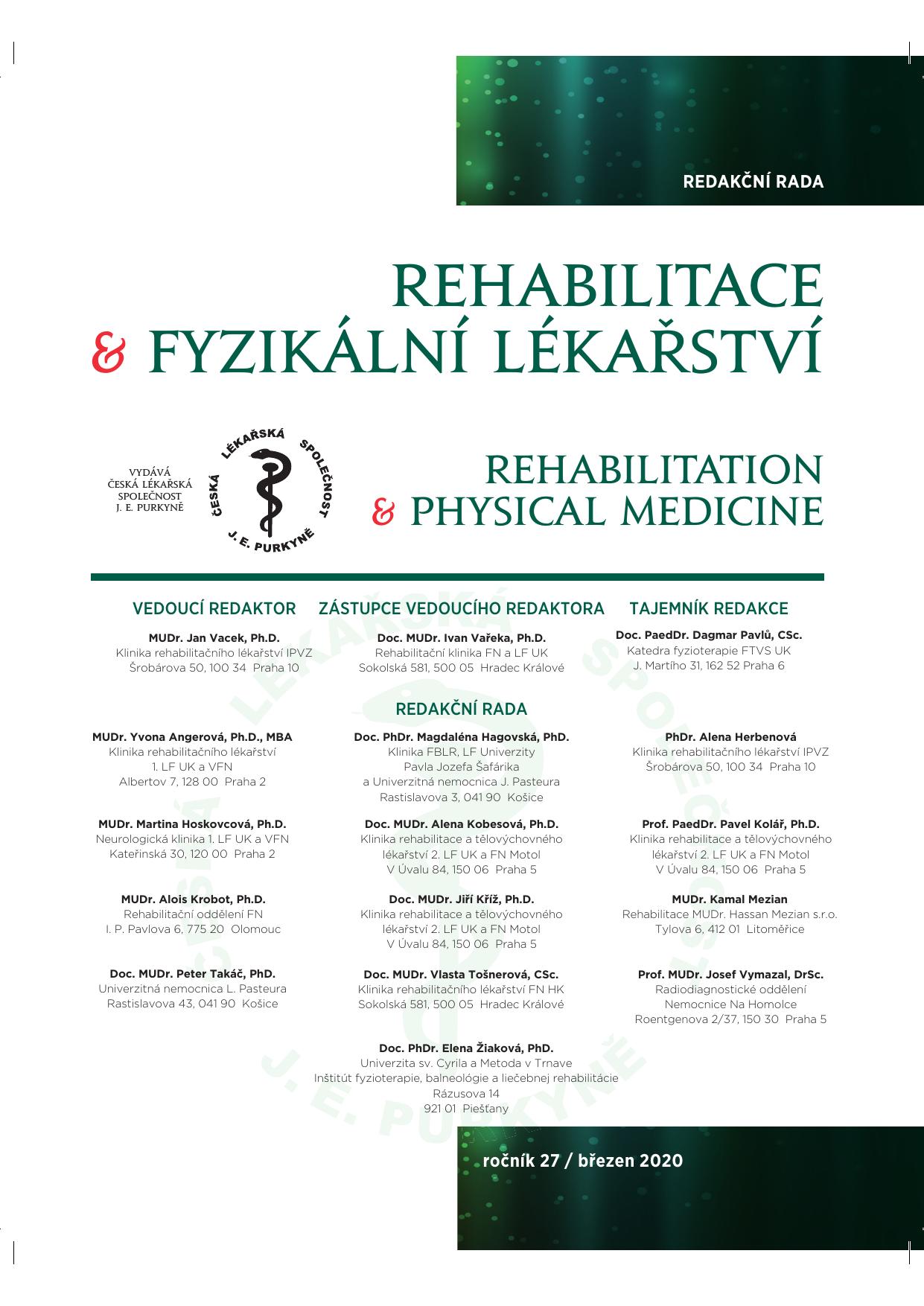 					Náhled Vol 27 No 1 (2020): Rehabilitace a fyzikální lékařství
				